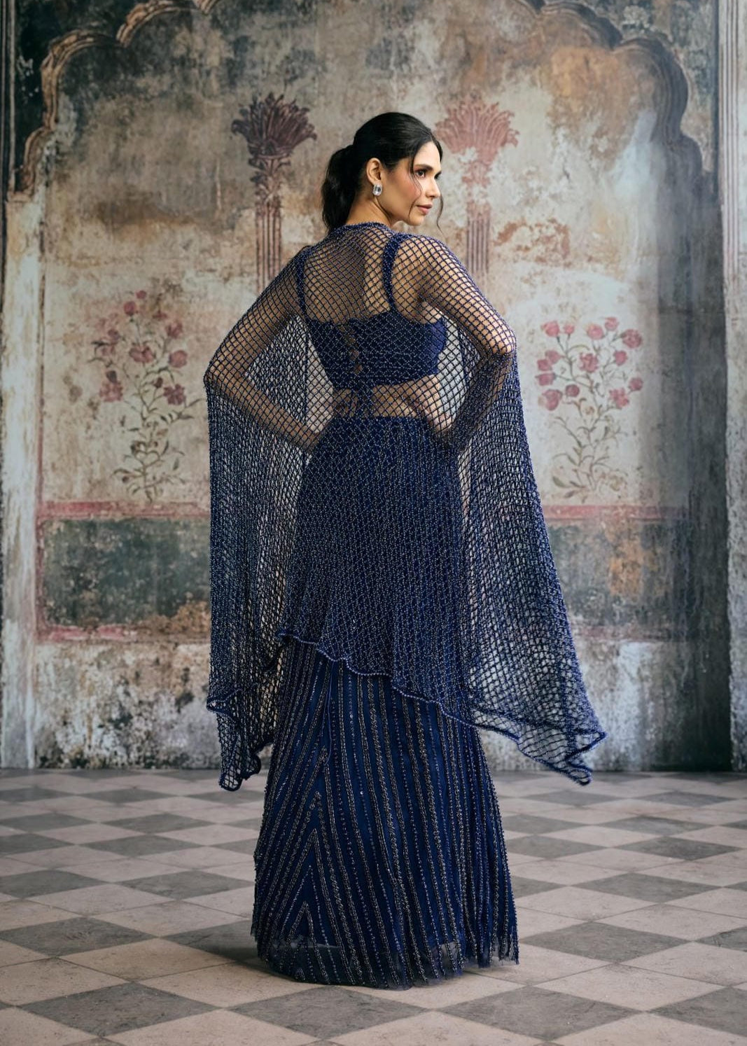 Layra Navy Hand-Embellished Blue Lehenga Set