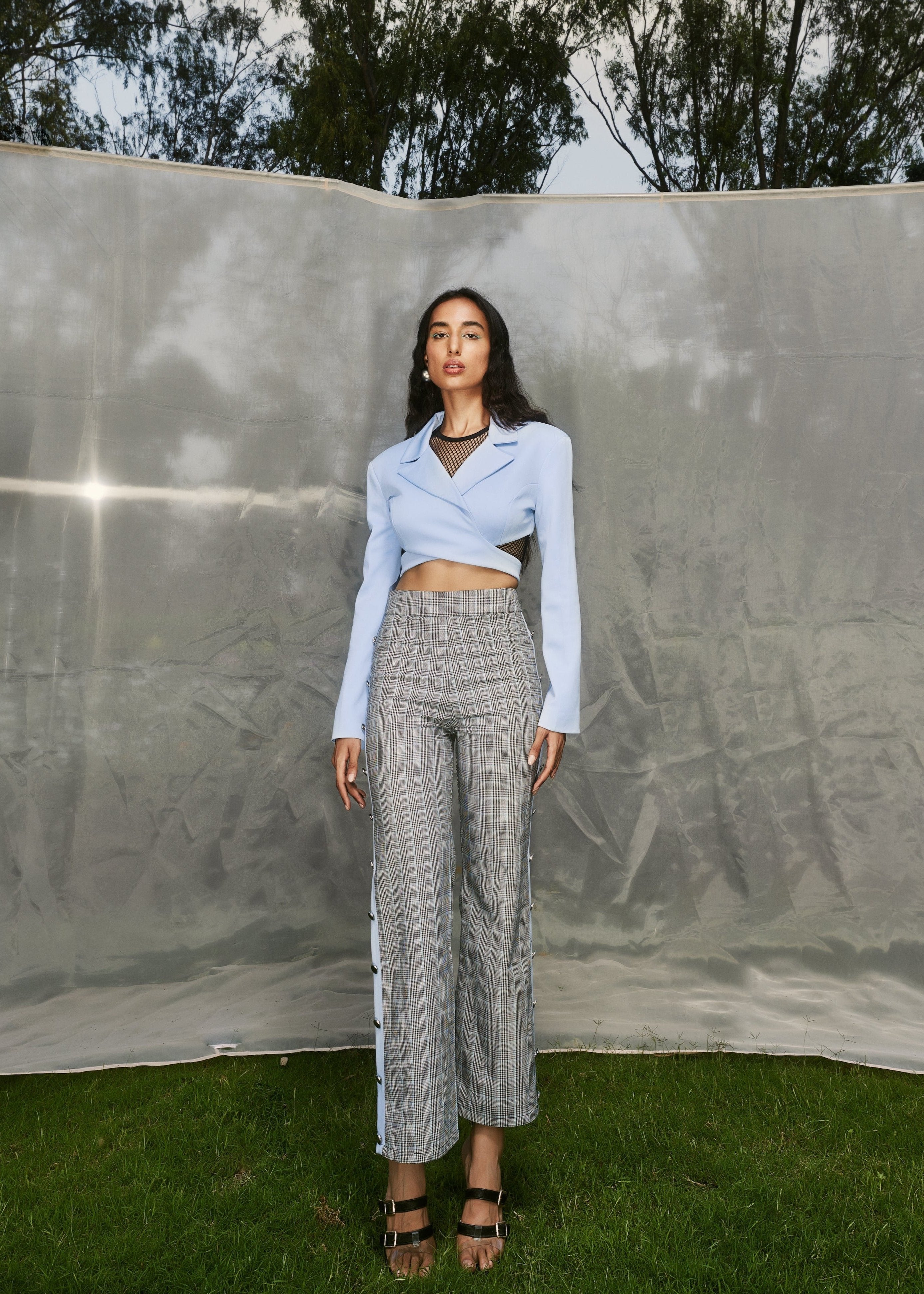 Buy Blue Blazer and Embellished Pant Set