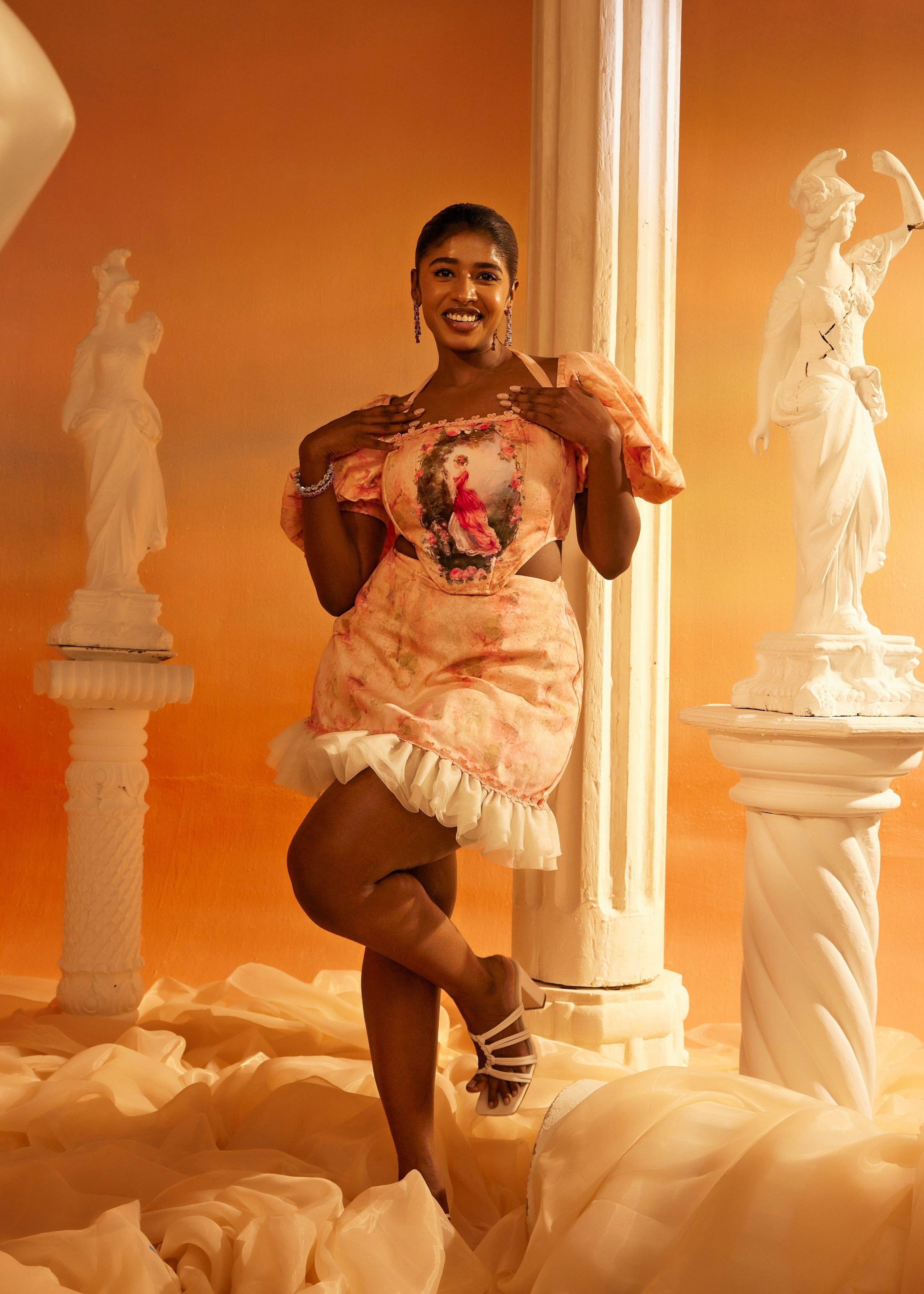 Buy Pink Vintage Print Corset Set