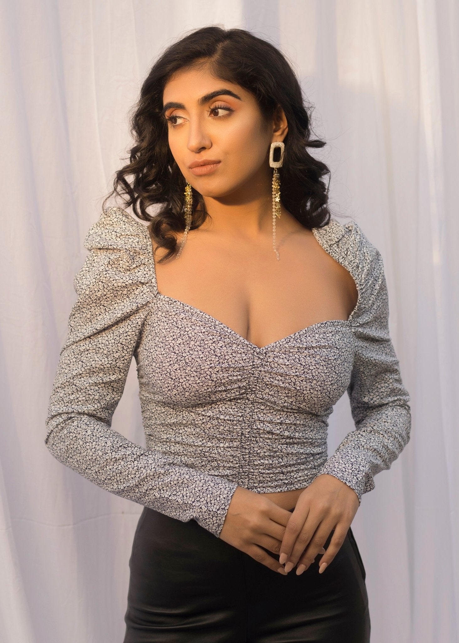 Amy Floral Ruched Top
