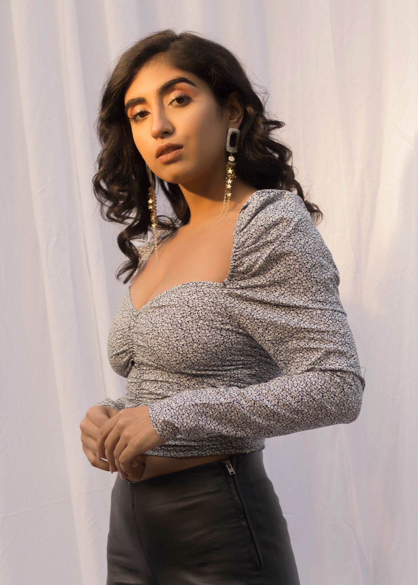 Amy Floral Ruched Top
