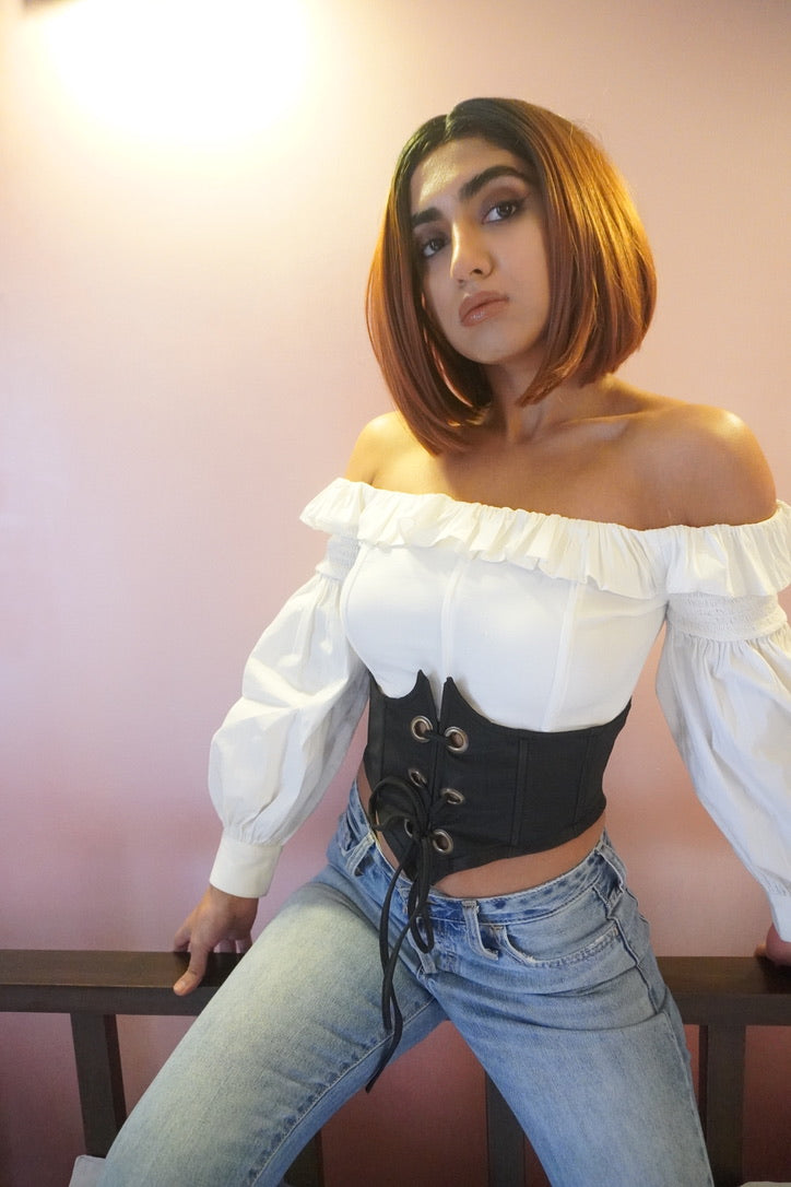 Giselle White Frill Corset Top