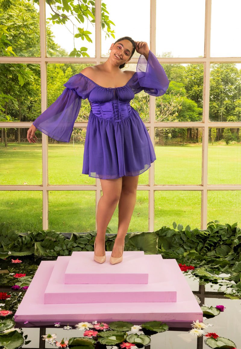 Giada Violet Chiffon Corset Dress
