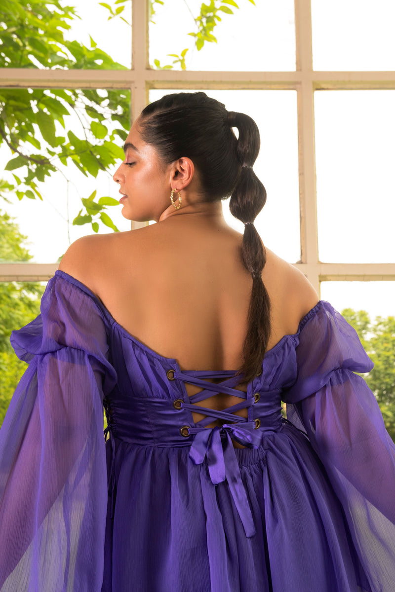  Violet Chiffon Corset Dress
