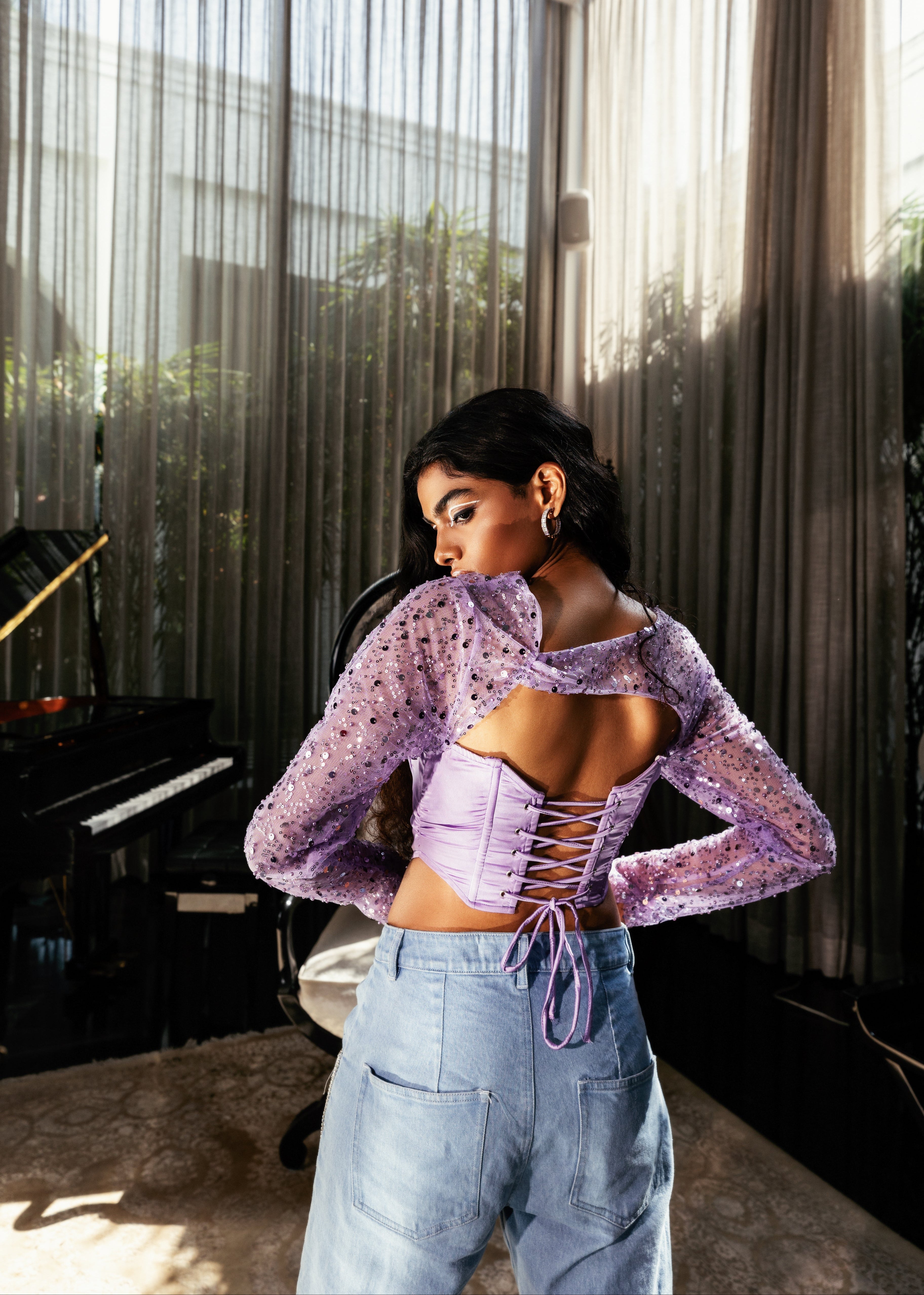 Esme Lavender Embroidered Bustier Corset