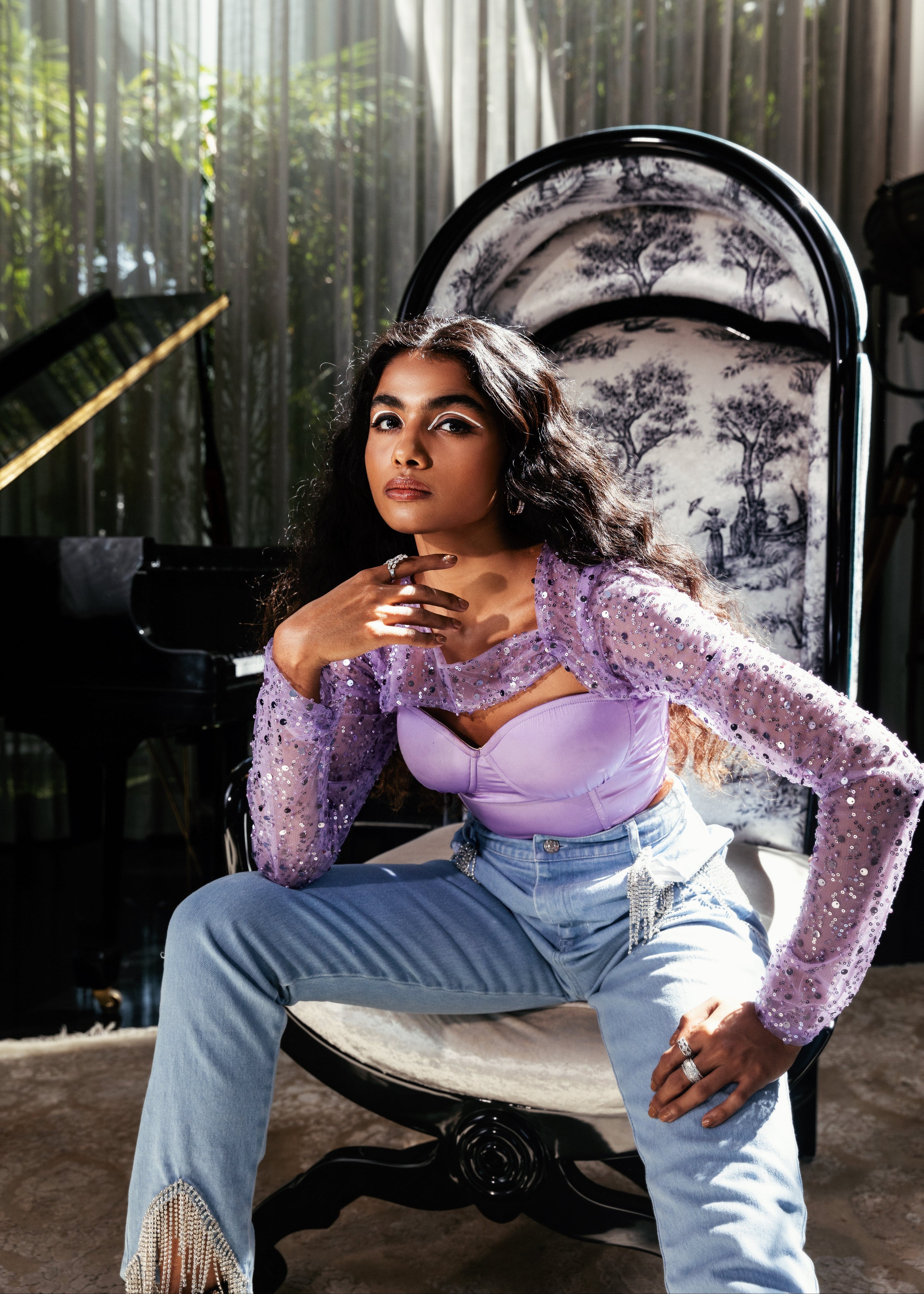 Esme Lavender Embroidered Bustier Corset