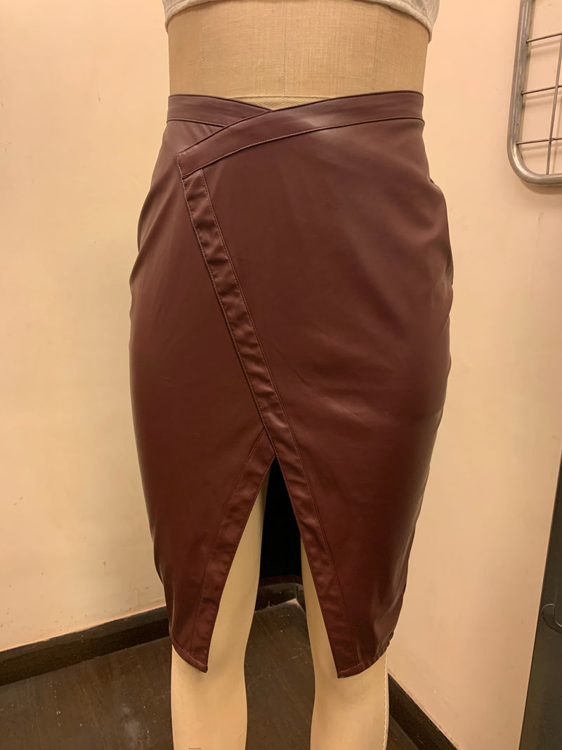 Cherry Faux Leather Skirt Fit Sample