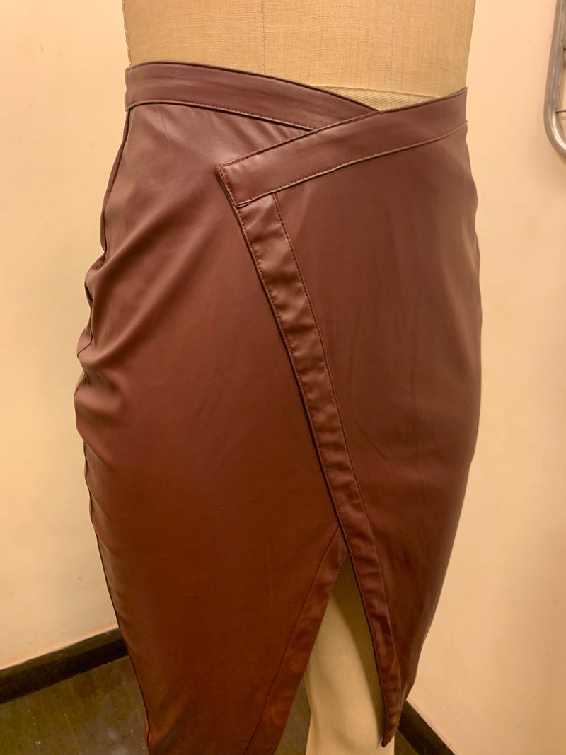 Cherry Faux Leather Skirt Fit Sample