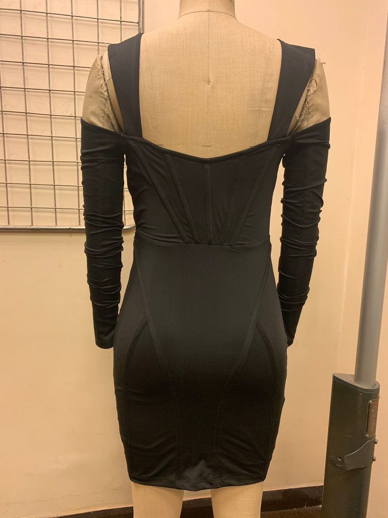 Sofia Black Corset Mini Dress Fit Sample
