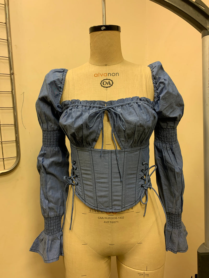 Dianna Puff Sleeve Corset Top Fit Sample