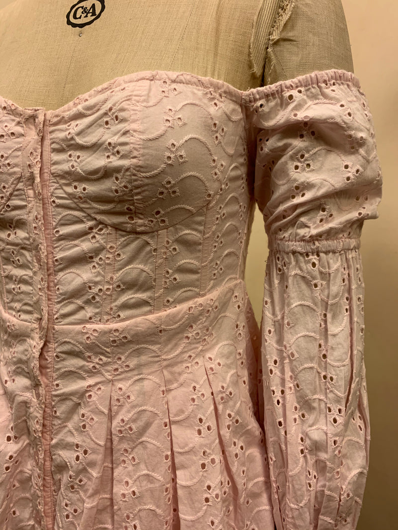 Nova Baby Pink Schiffli Puff Corset Dress Fit Sample