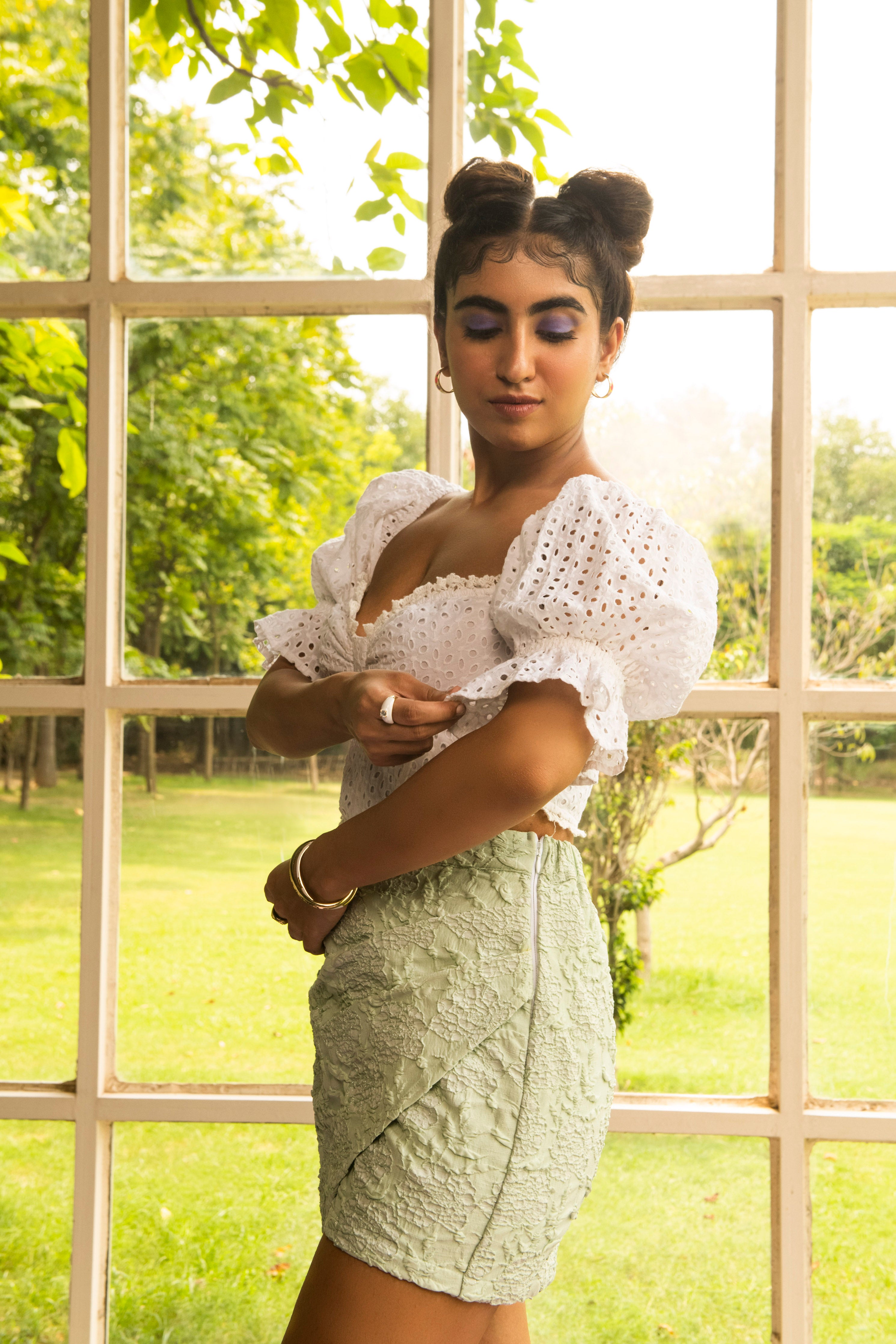 Kimberly White Schiffli Corset Top
