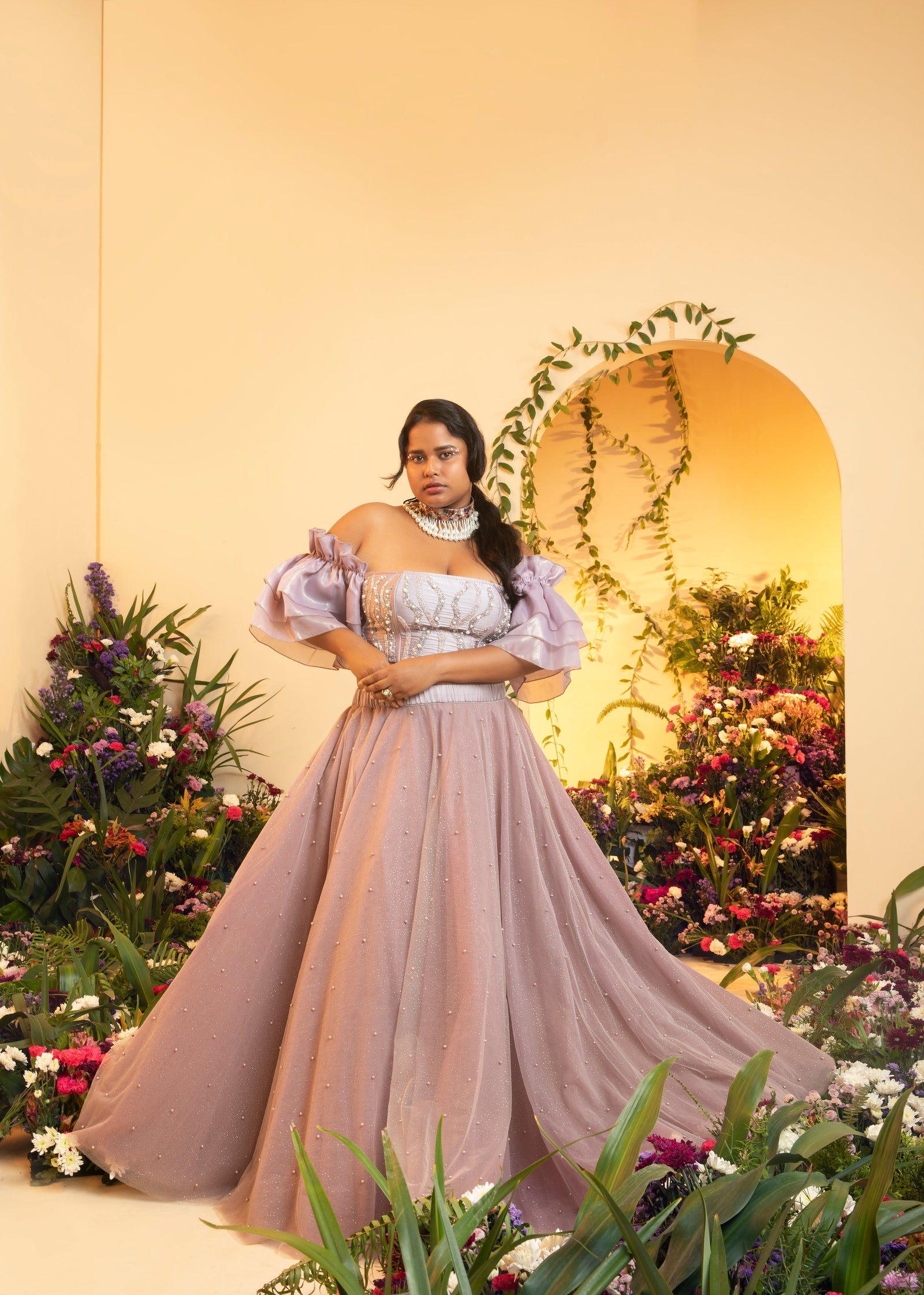 Noor Mauve Ruffle Organza Corset Blouse – Lea Clothing Co.