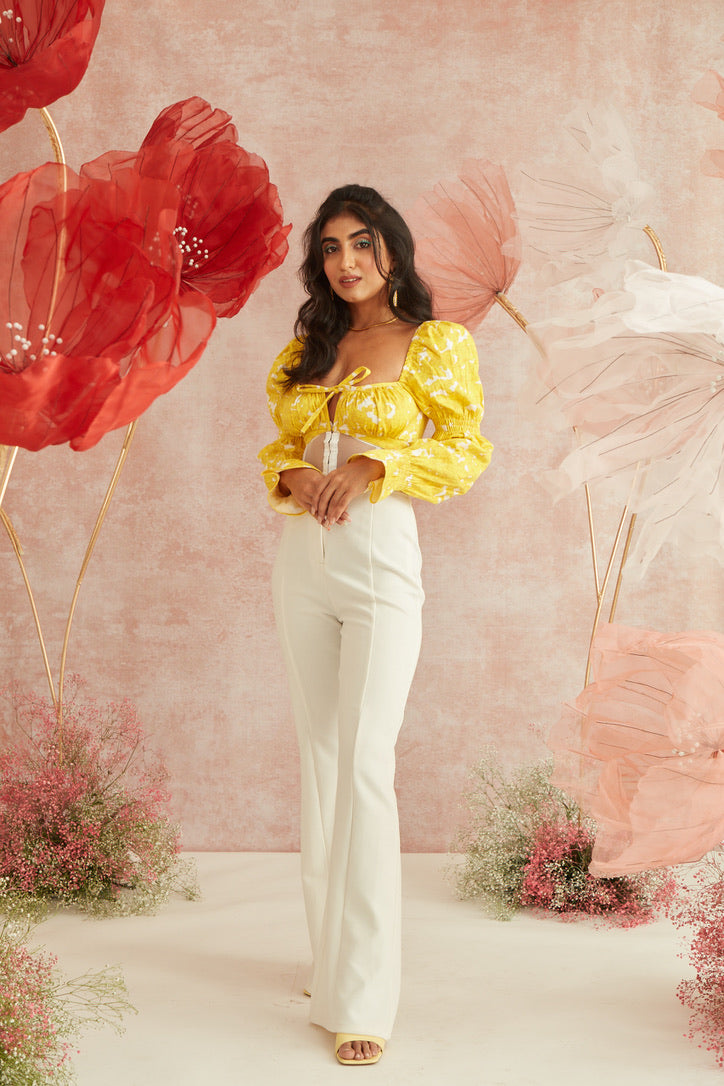 Talia Puff Sleeve Super Crop Top
