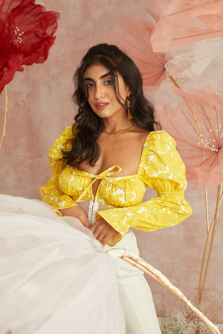 Talia Puff Sleeve Super Crop Top
