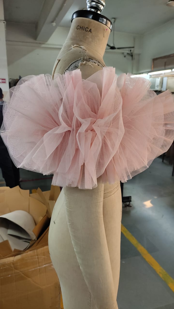 Mia Baby Pink Lurex Jacquard Corset Gown