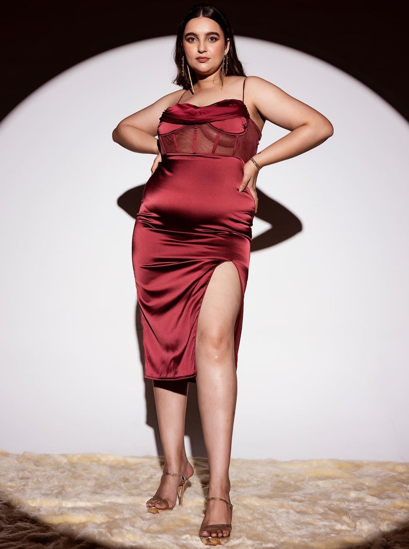 Chrissy Burgundy Satin Corset Dress – Lea Clothing Co.