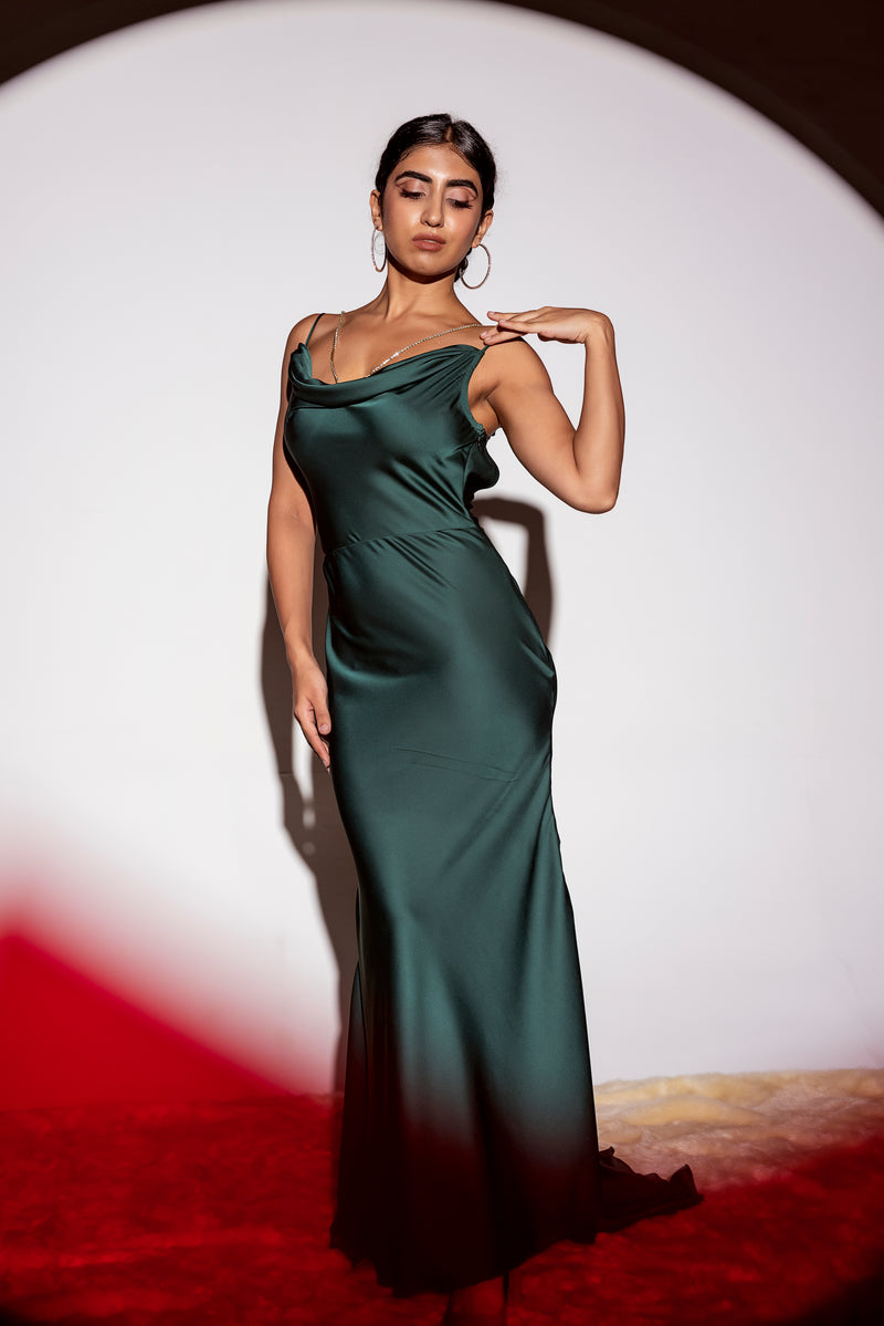 Emerald backless gown
