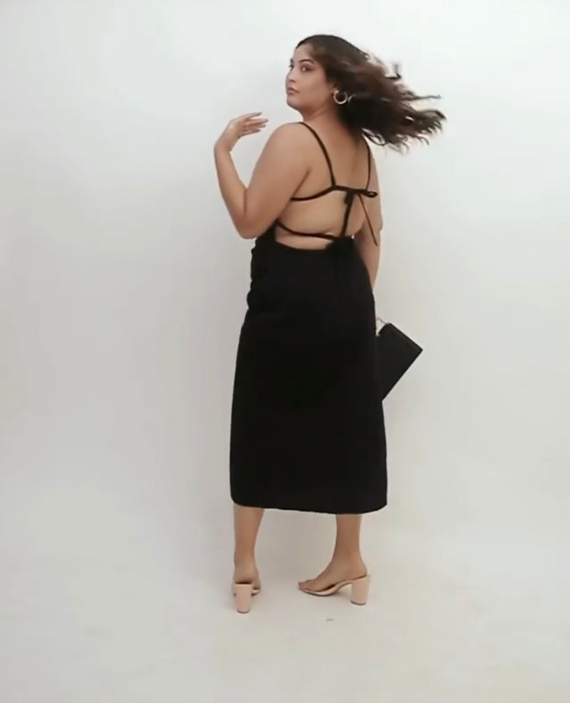 Maia Linen Corset Backless Midi Dress