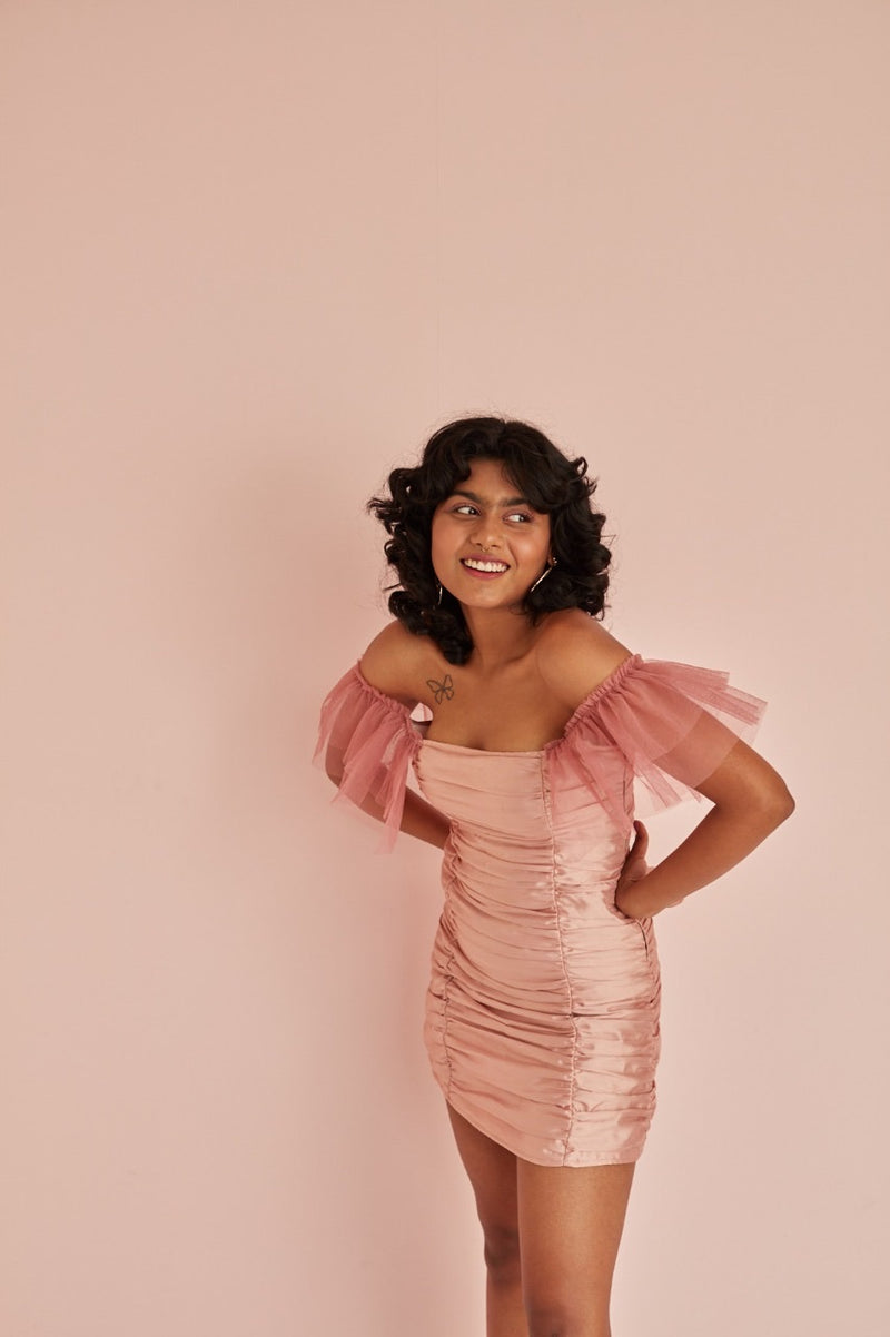 Penelope Pink Ruched Mini Dress