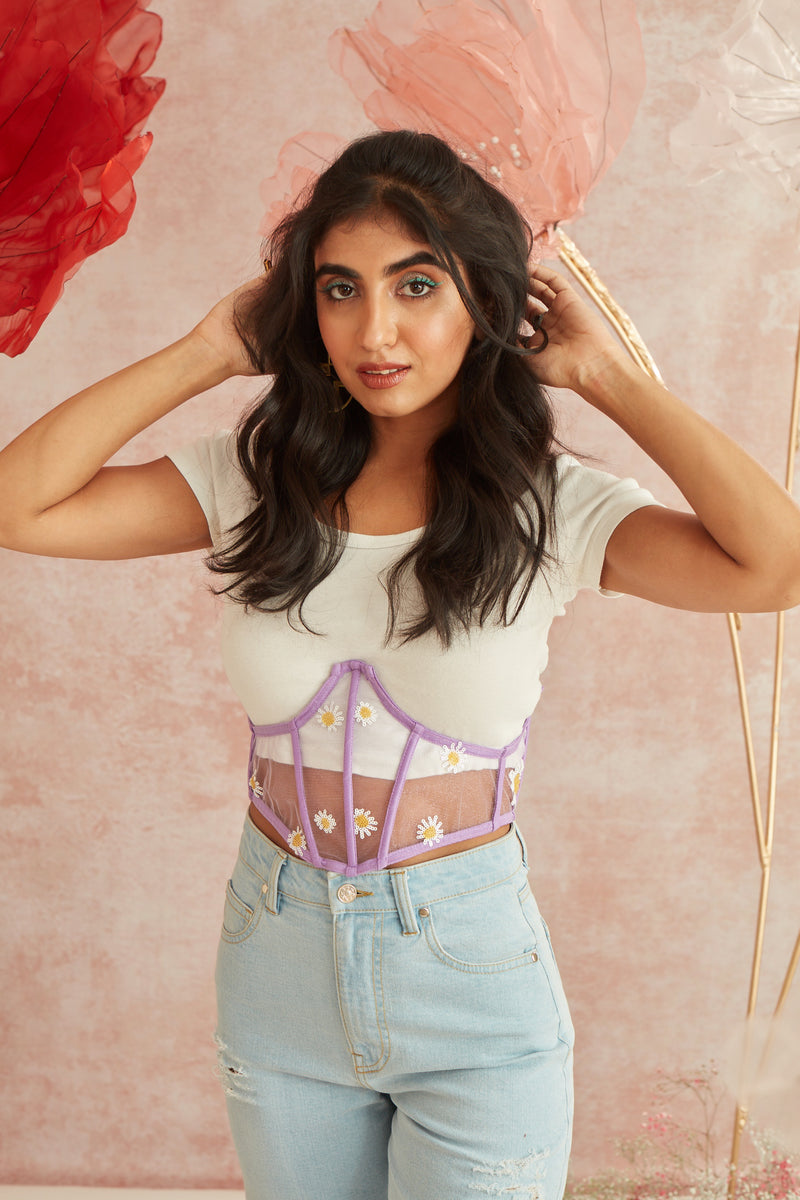 Daisy Lavender Embroidered Underbust Corset Belt – Lea Clothing Co.