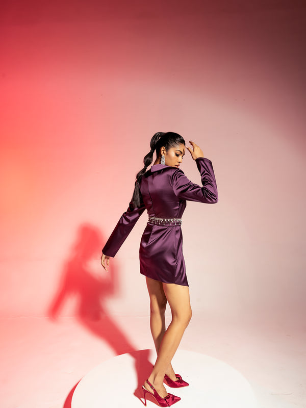 Rafaela Purple Satin Blazer Corset Dress